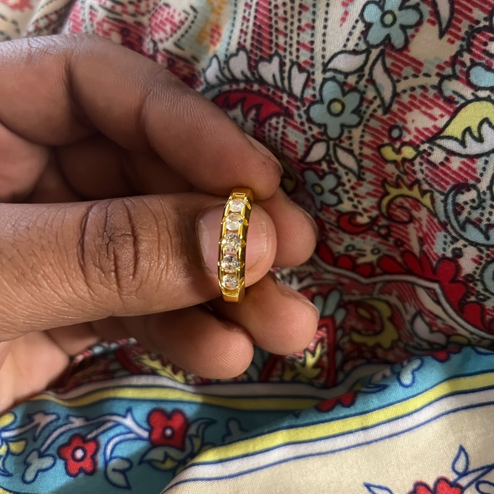 Radiant Gold Women's Ring with Clear Accents